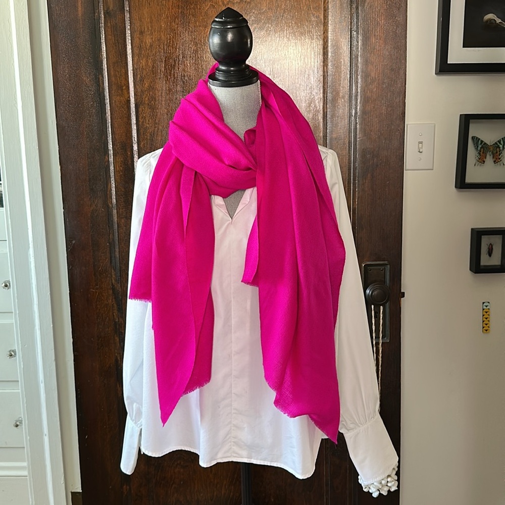 Ahujasons Pashmina Cashmere fuchsia bright pink scarf wrap Authentic from India